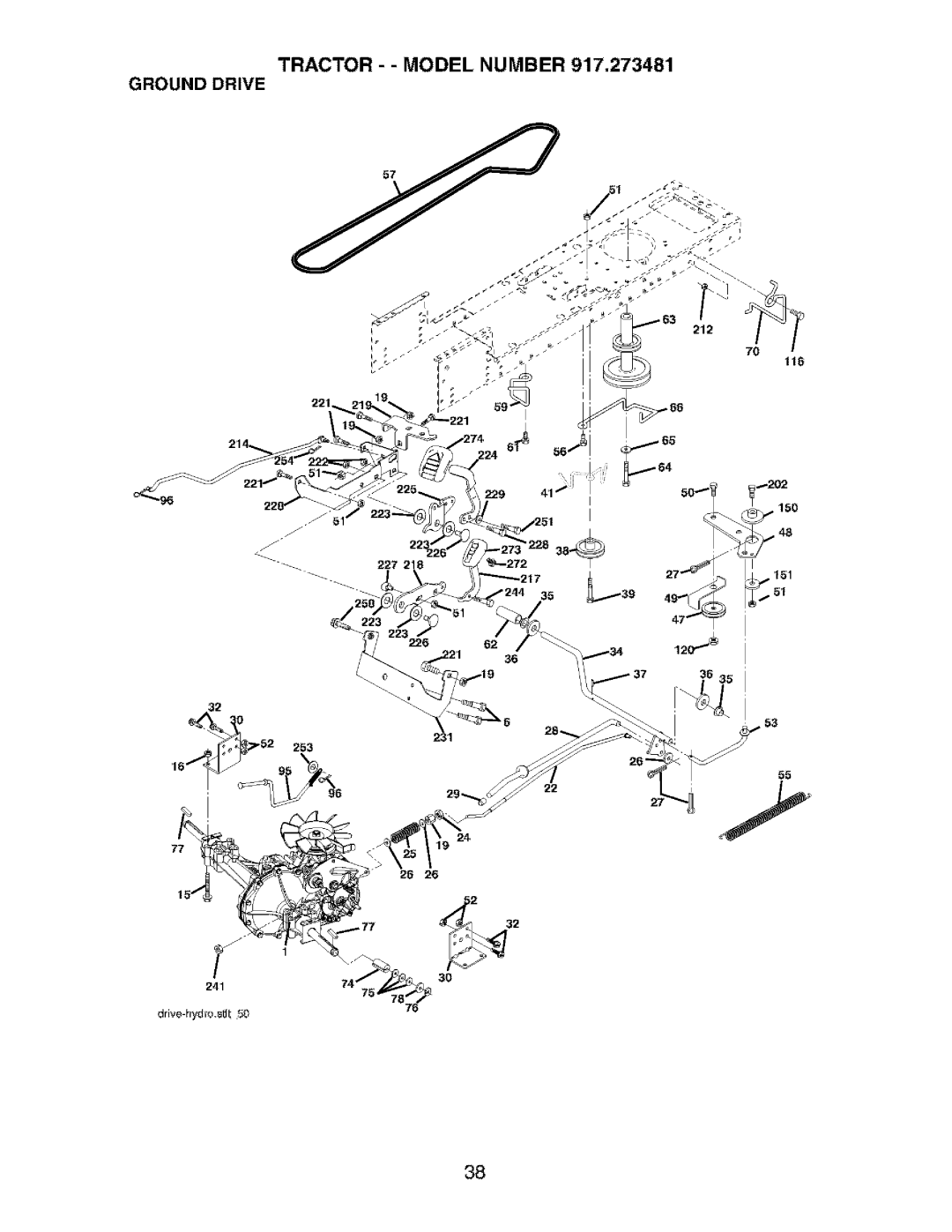 Craftsman 917.273481 manual Tractor - Model Number Ground Drive 