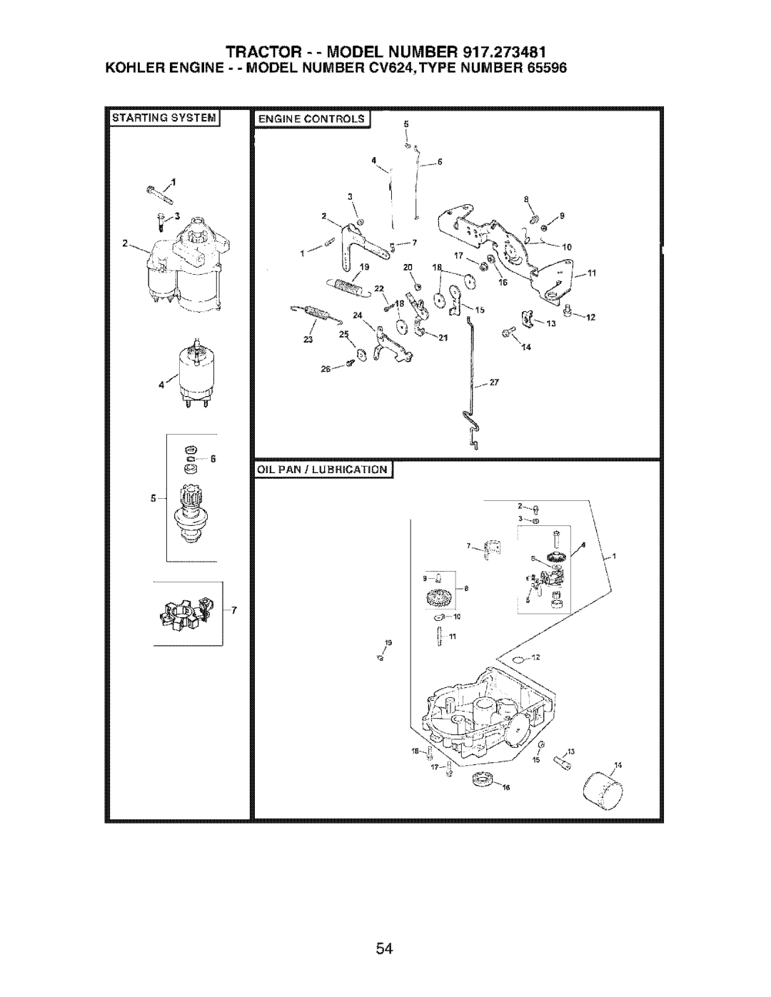 Craftsman 917.273481 manual Starting System 