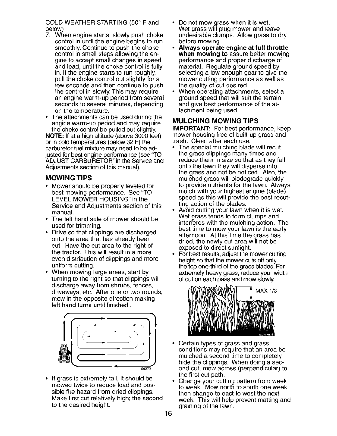 Craftsman 917.27351 manual Mulching Mowing Tips 