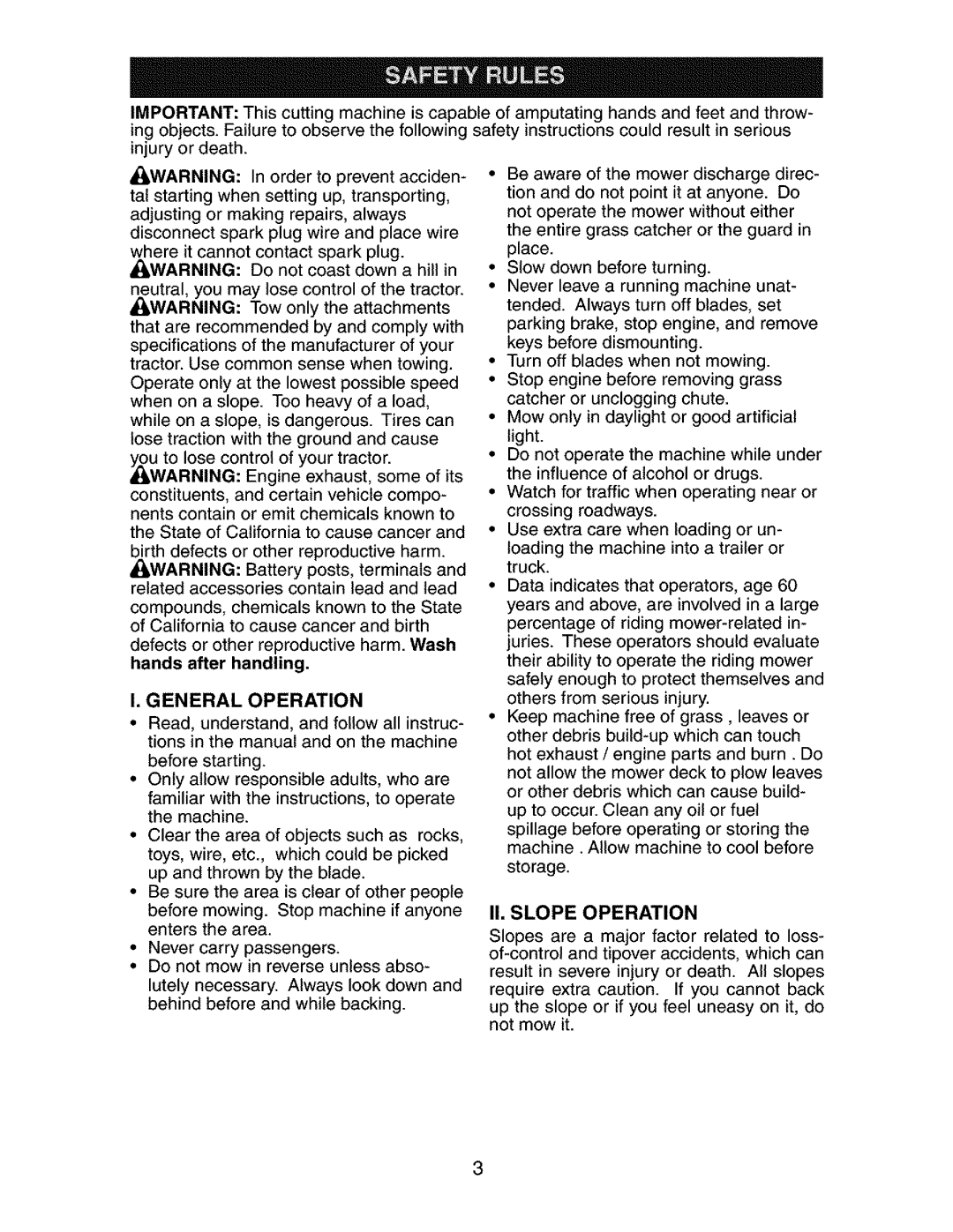 Craftsman 917.27351 manual General Operation 