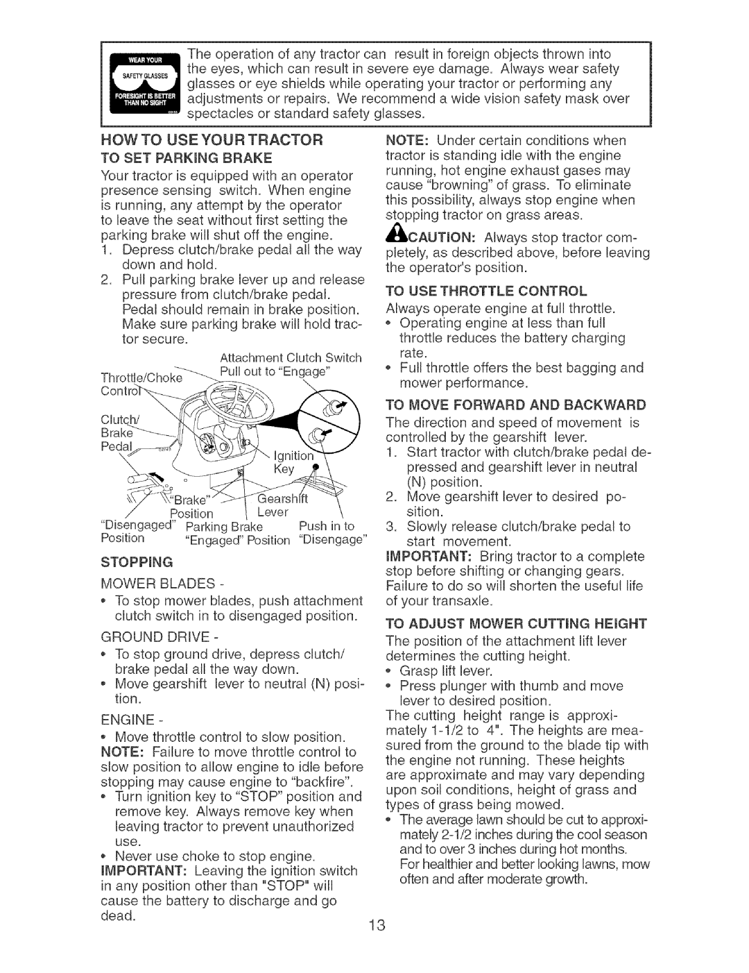 Craftsman 917.273631 manual STOPPmNG 