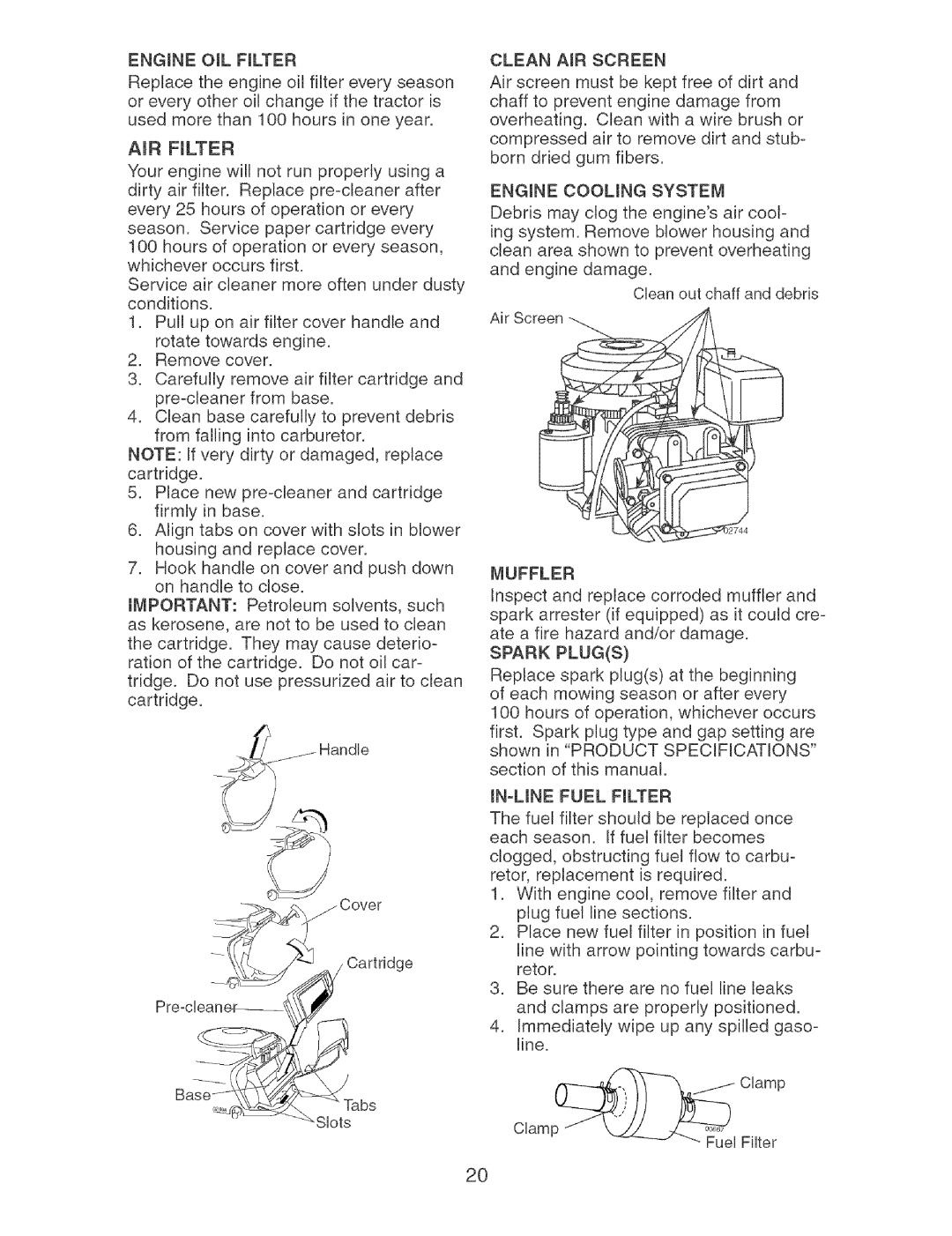 Craftsman 917.273631 manual Iiuffler, Spark Plugs 