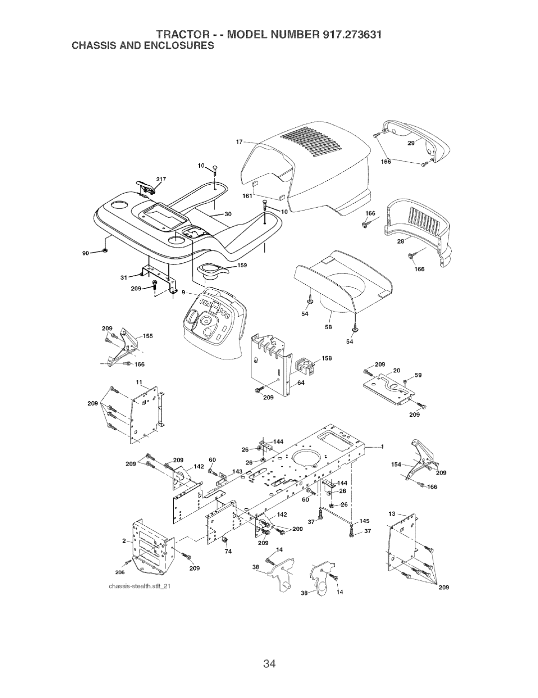 Craftsman manual Tractor o o Model Number 917.273631 CHASSmS and Enclosures 