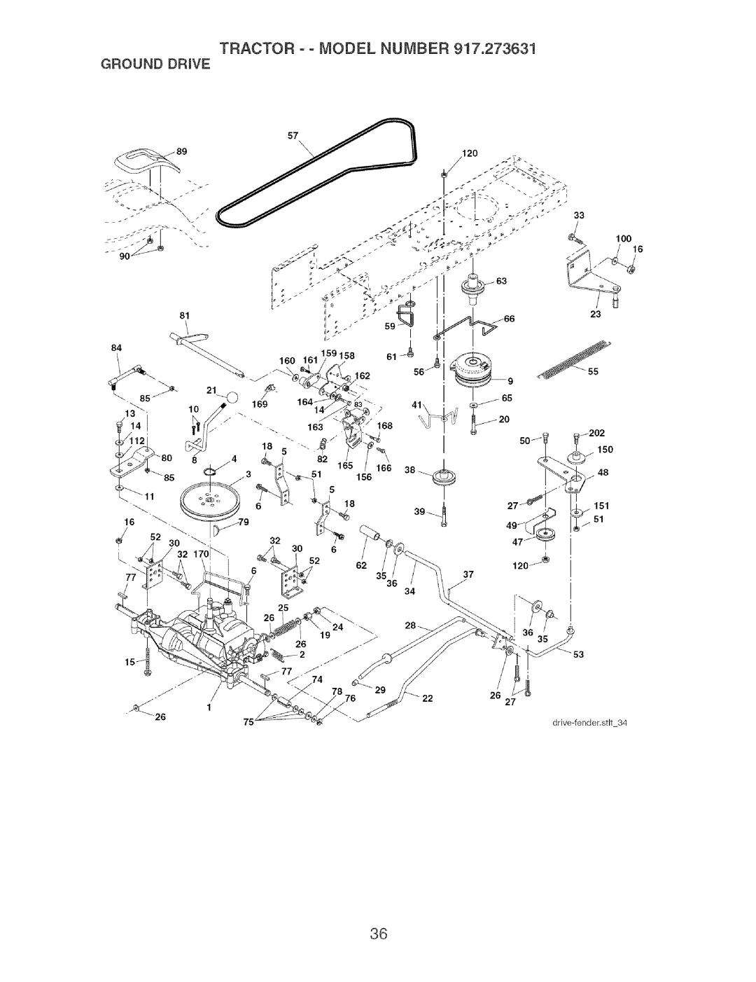 Craftsman 917.273631 manual Tractor - Model Number Ground Drive 