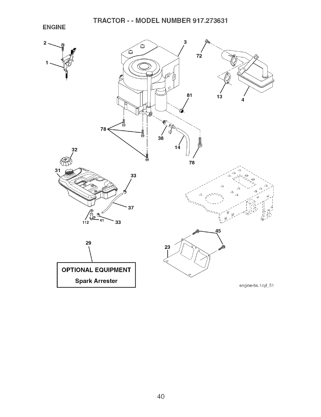 Craftsman 917.273631 manual Engine, Optional Equipment 