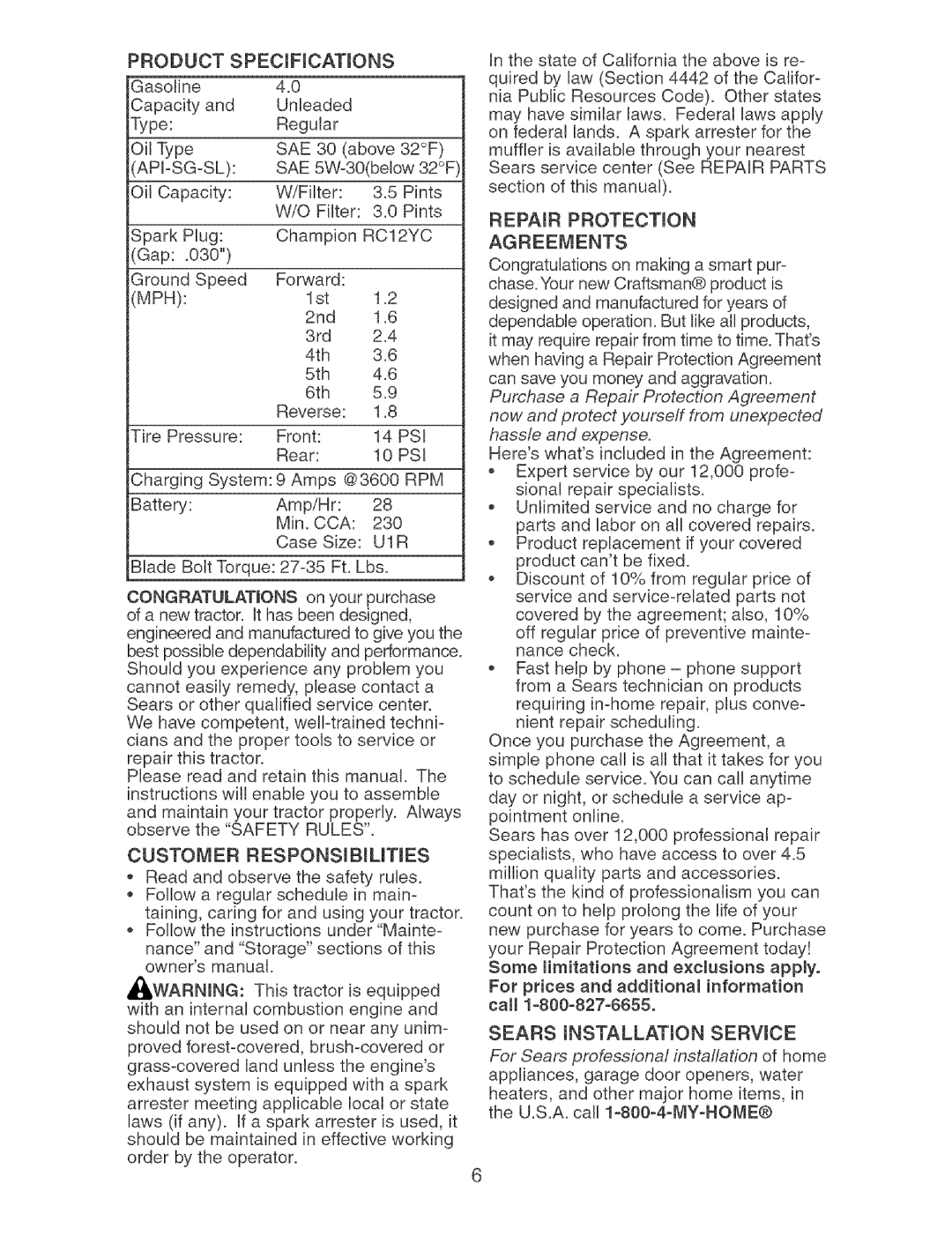 Craftsman 917.273631 manual Iapfsg-Sl, RC12YC, Psi, U1R, Agreements 