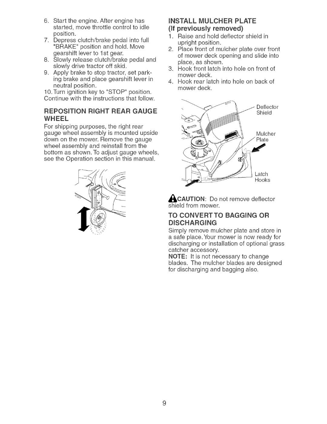 Craftsman 917.273631 manual Reposition RmGHT Rear Gauge 