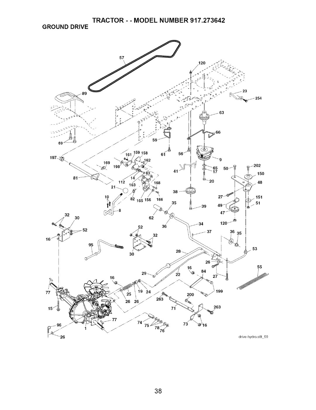 Craftsman 917.273642 manual Tractor - Model Number Ground Drive 