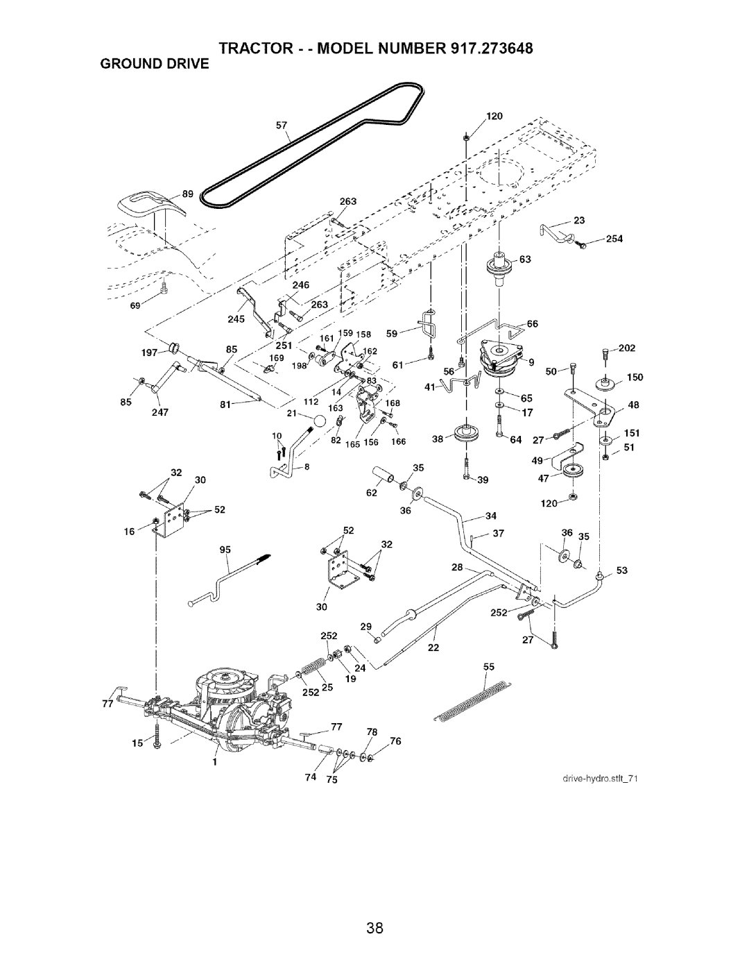 Craftsman 917.273648 manual Tractor - Model Number Ground Drive 