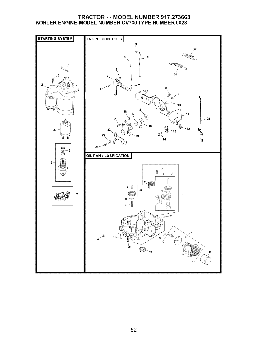 Craftsman 917.273663 owner manual OIL PAN / Lubrication J 