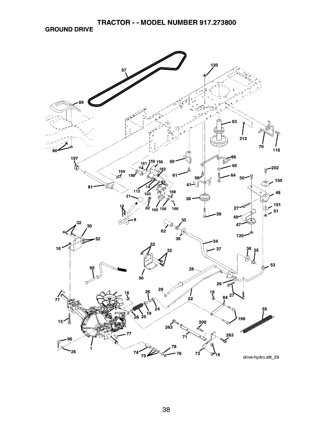 Craftsman 917.2738 owner manual Tractor - Model Number Ground Drive 