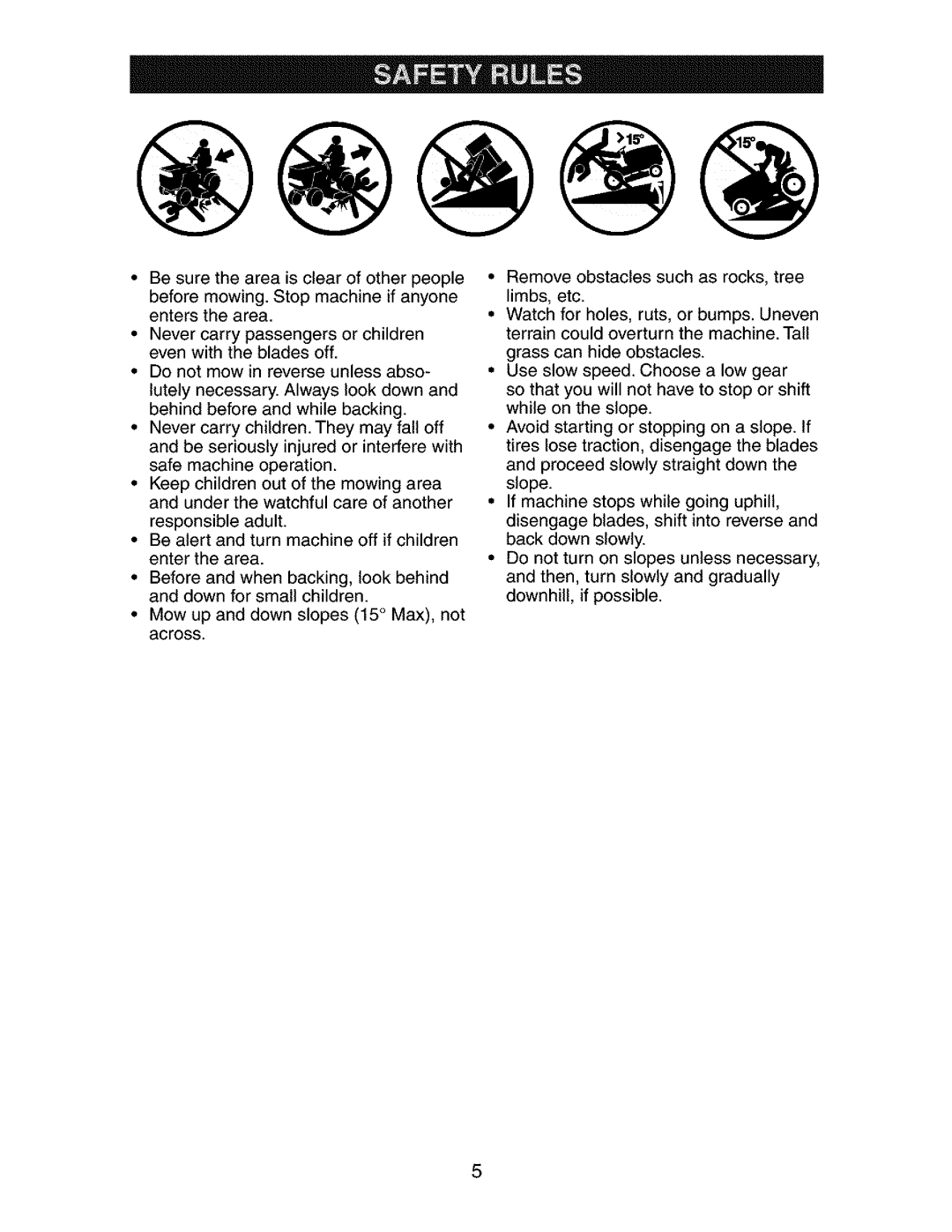 Craftsman 917.2738 owner manual Across 