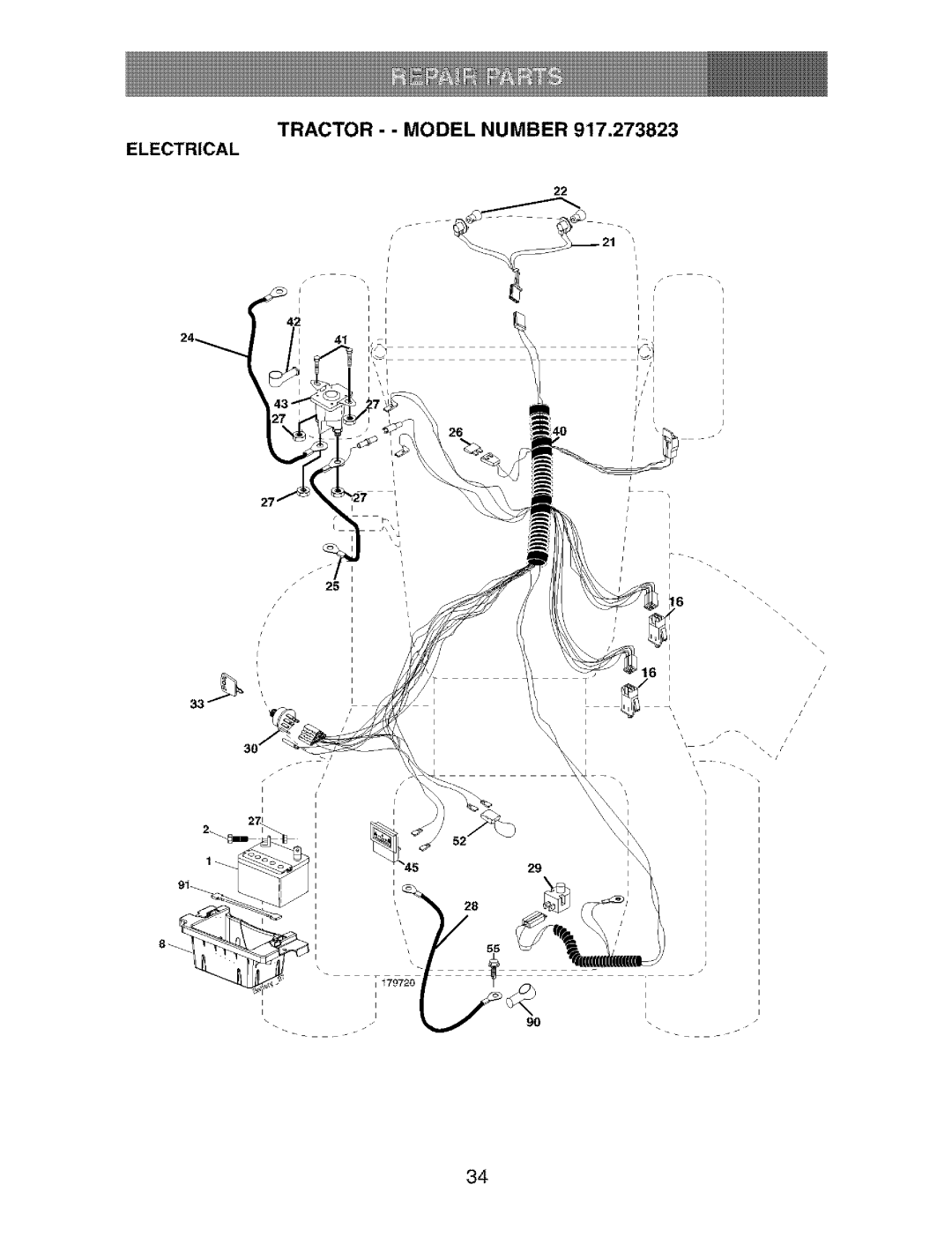 Craftsman 917.273823 owner manual Tractor - Model Number Electrical 