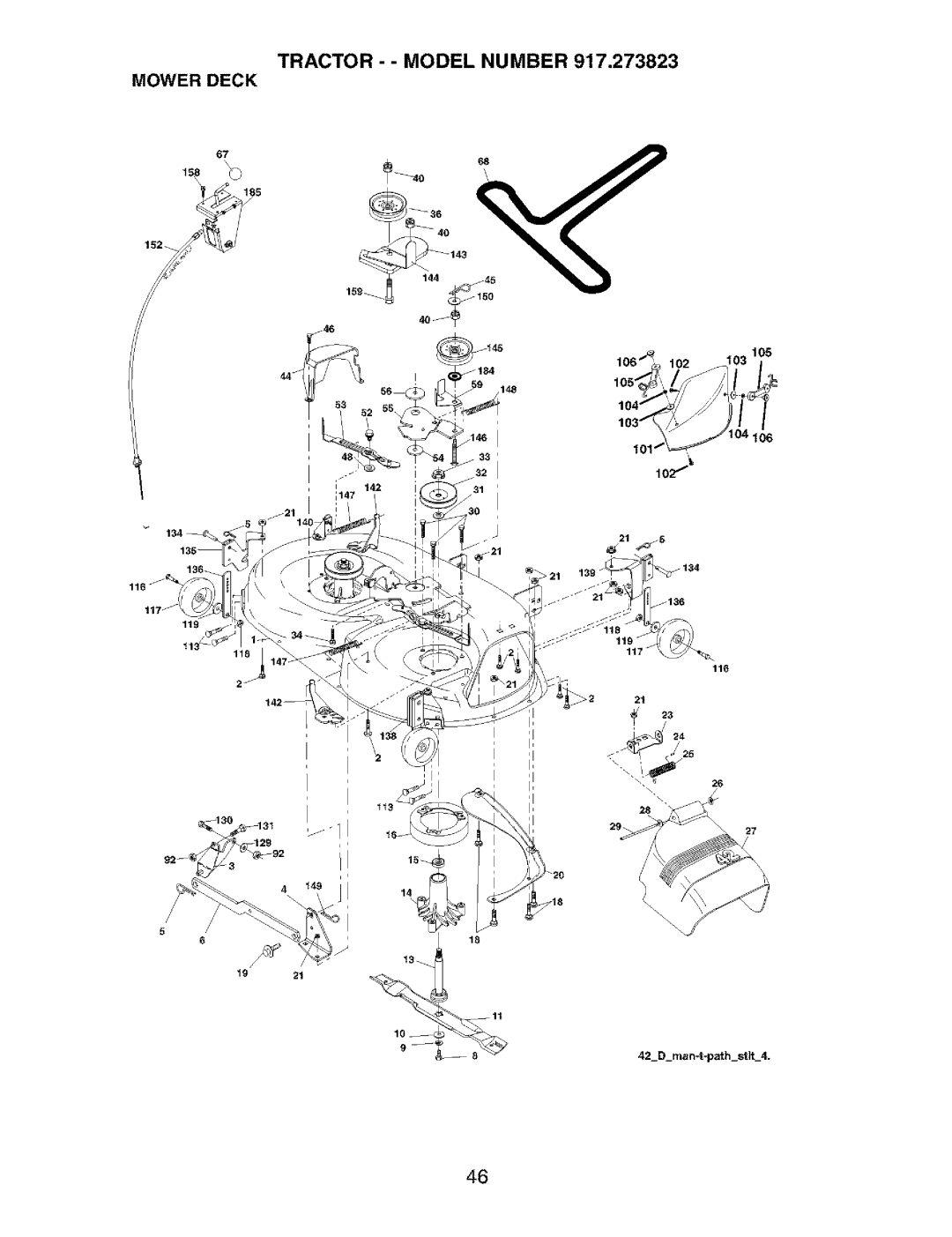 Craftsman 917.273823 owner manual Tractor - Model Number Mower Deck 