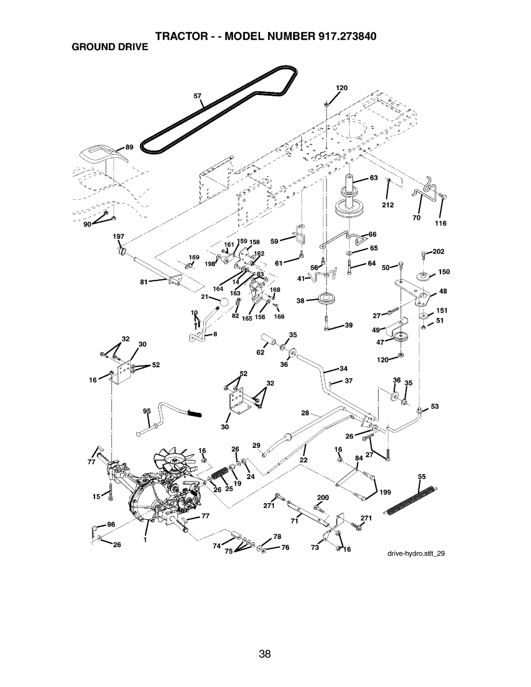 Craftsman 917.27384 owner manual Tractor - Model Number Ground Drive 