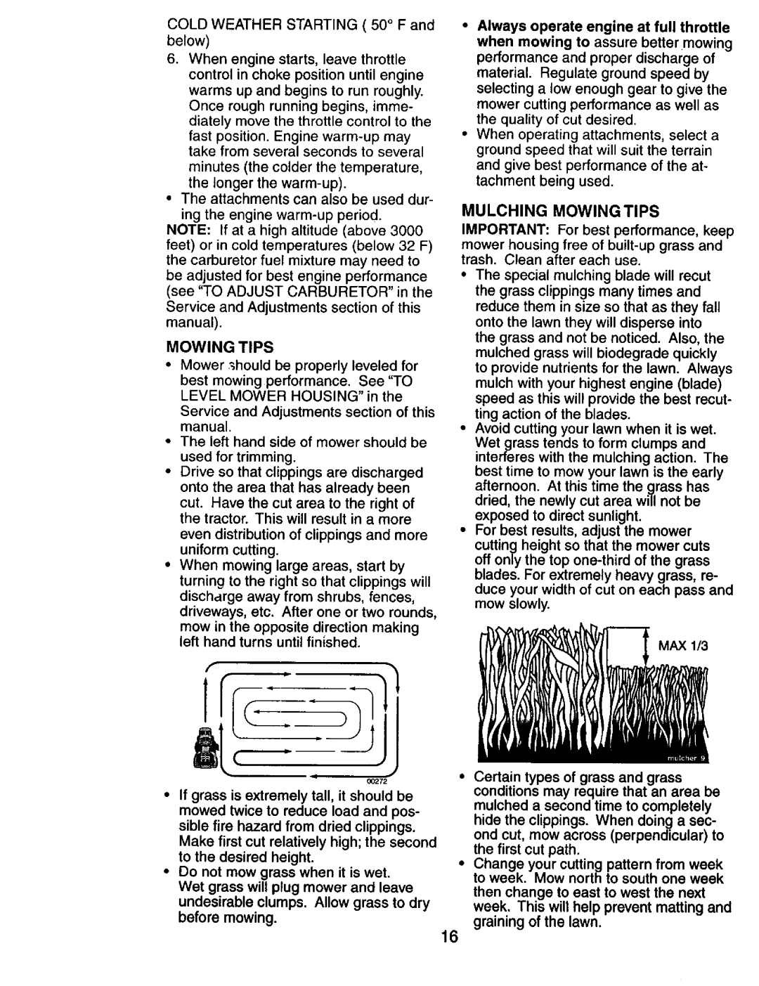 Craftsman 917.274031 owner manual Mulching Mowing Tips 