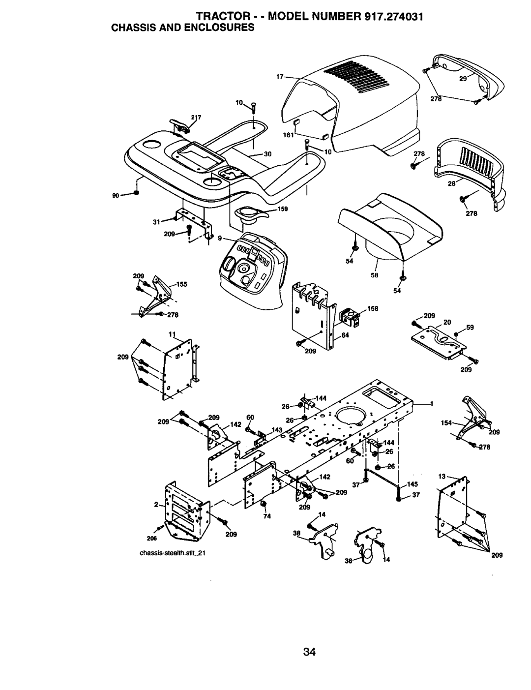 Craftsman owner manual Tractor - Model Number 917.274031 Chassis and Enclosures 