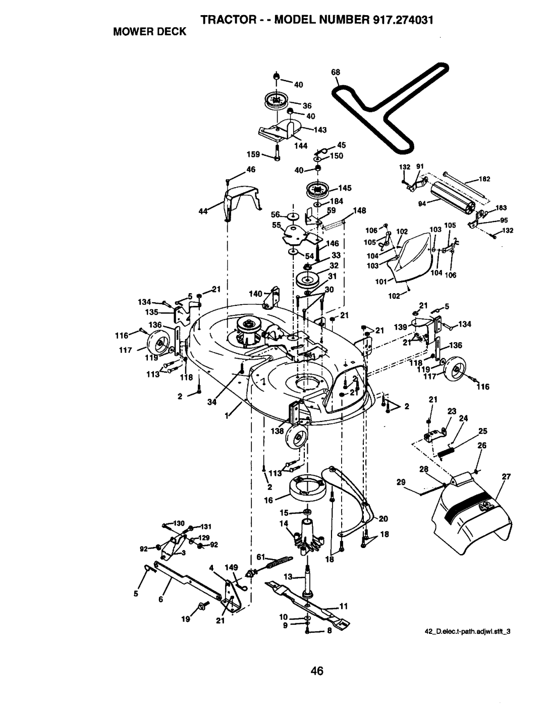 Craftsman 917.274031 owner manual Tractor - Model Number Mower Deck 