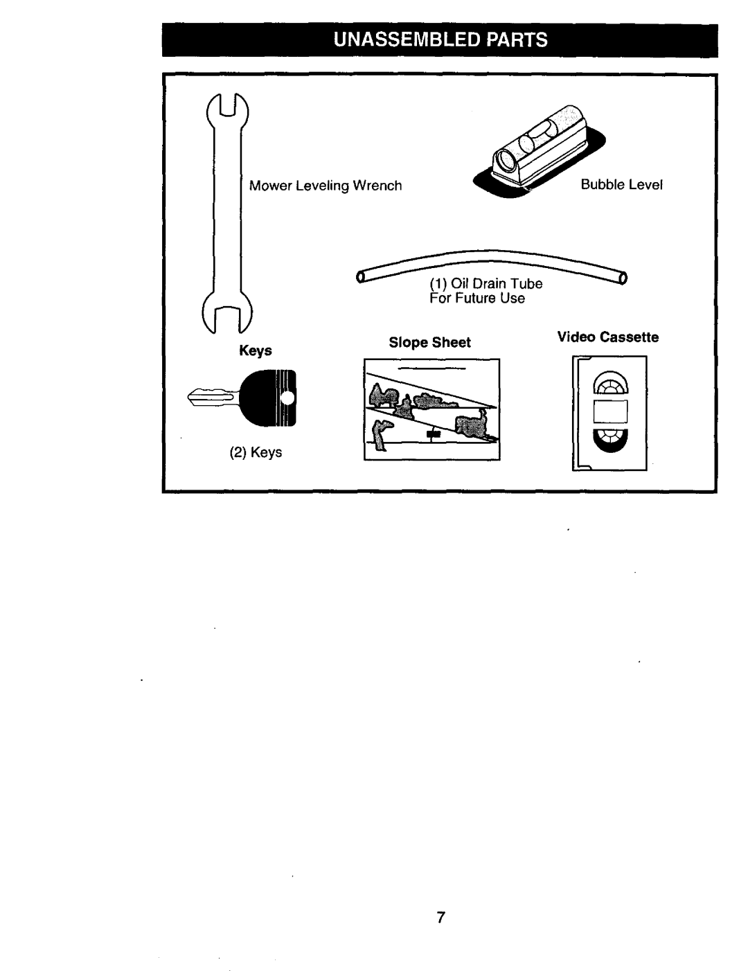 Craftsman 917.274031 owner manual DrainT, Keys Slope Sheet Video Cassette 