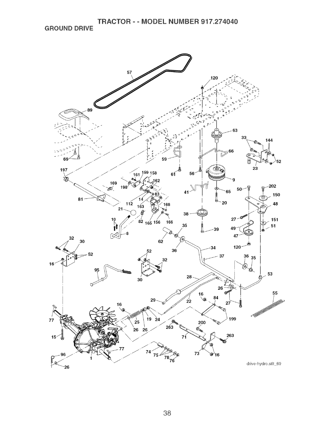 Craftsman 917.27404 owner manual Grounddrvf, Tractor Model Number 