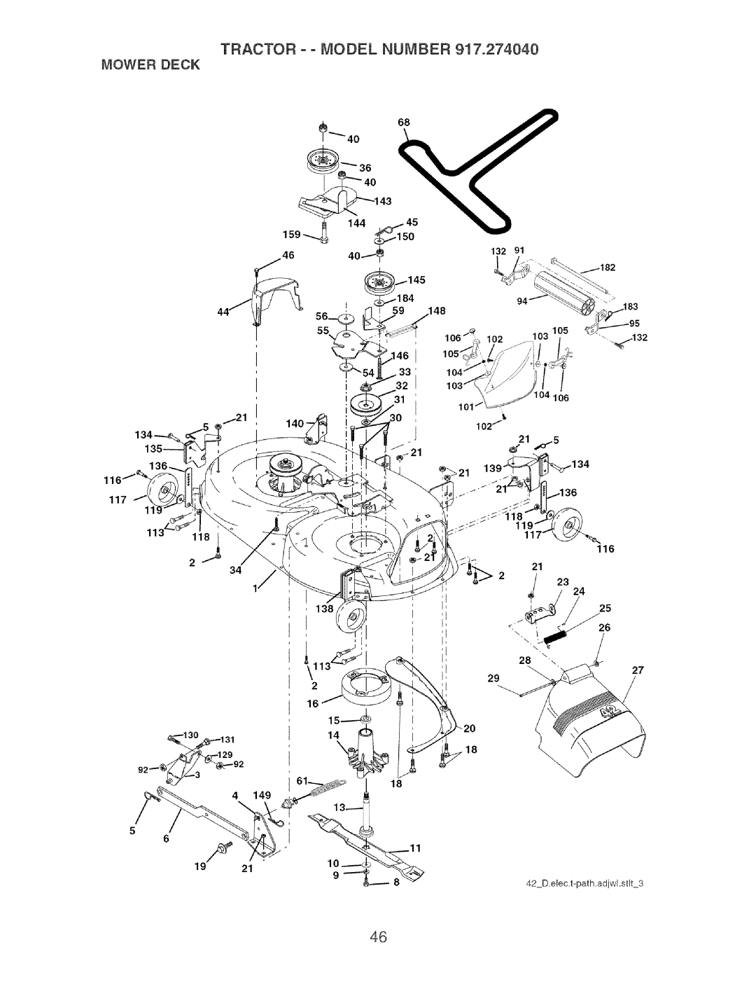 Craftsman 917.27404 owner manual 144 ,..4s, Tractor - Model Number Mower Deck 