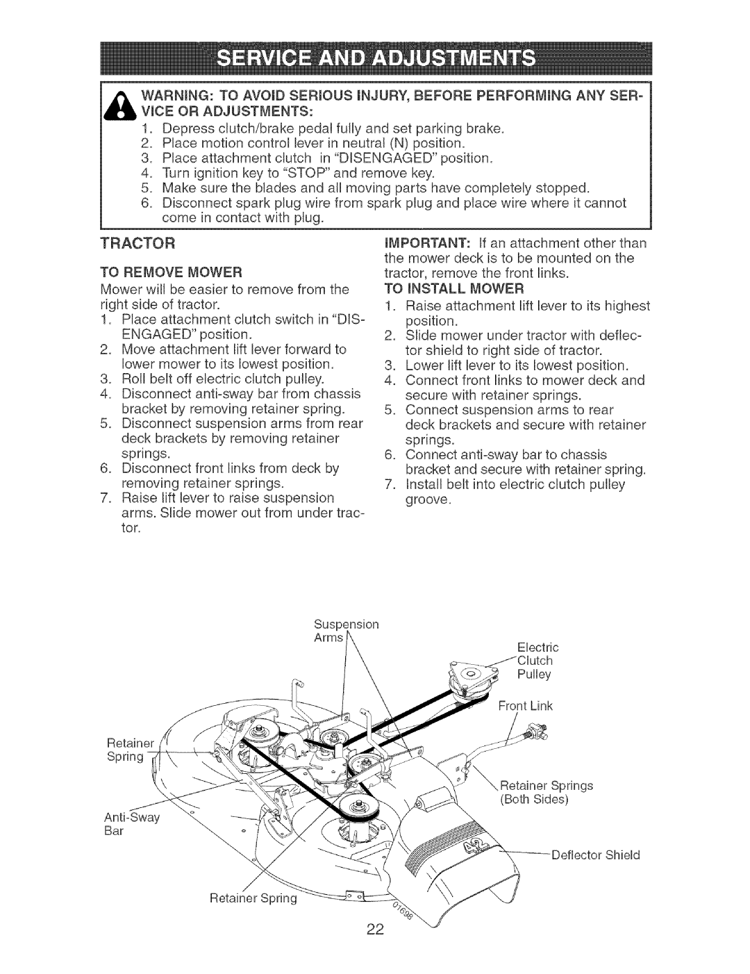 Craftsman 917.27404 owner manual Place motioncontrol leverin neutralN position 