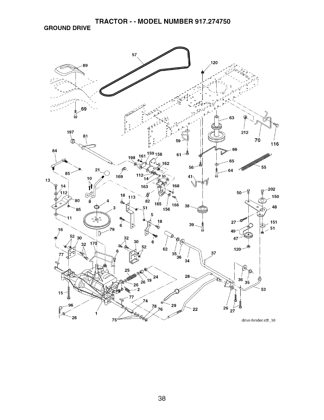 Craftsman 917.27475 manual Tractor Model Number Ground Drive 