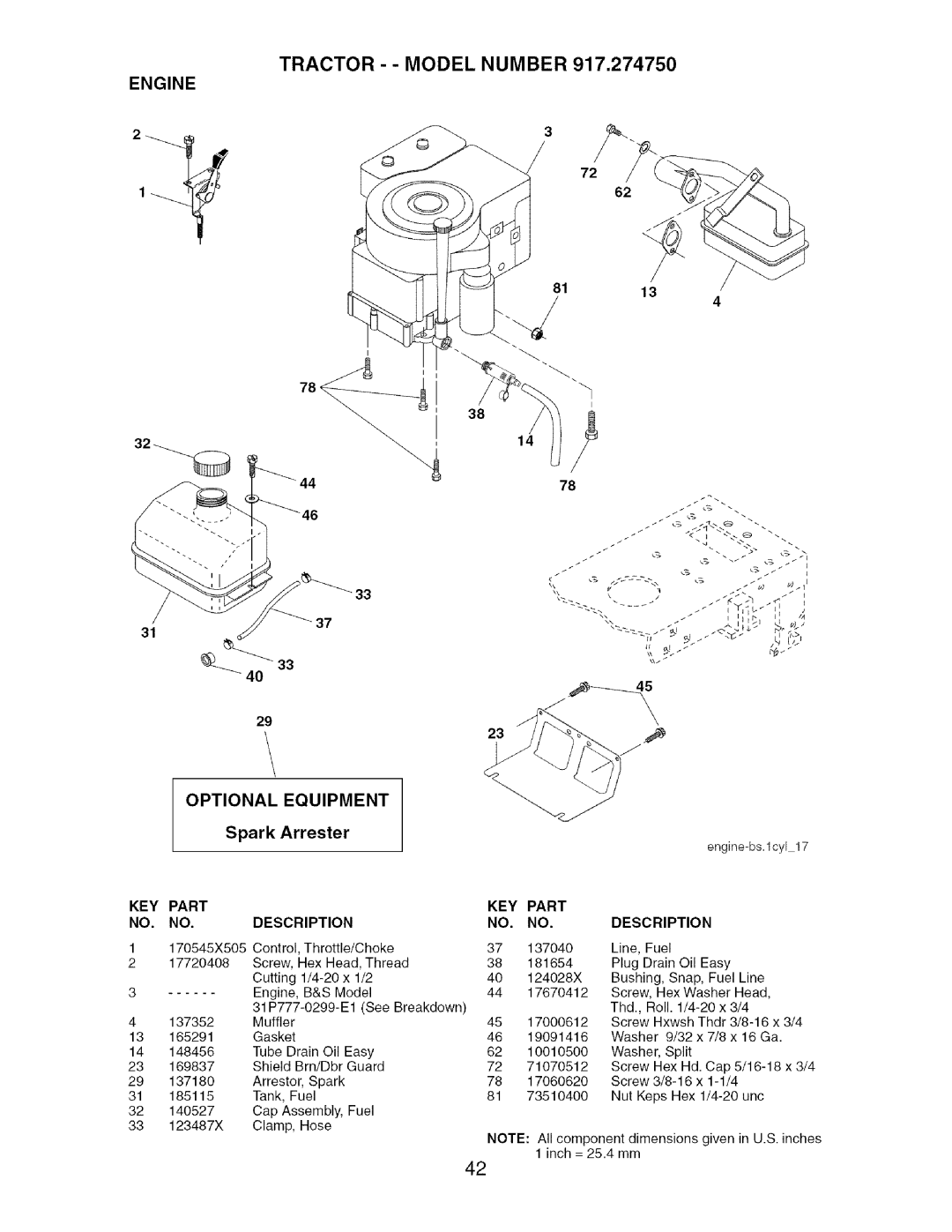 Craftsman 917.27475 manual Optional Equipment 