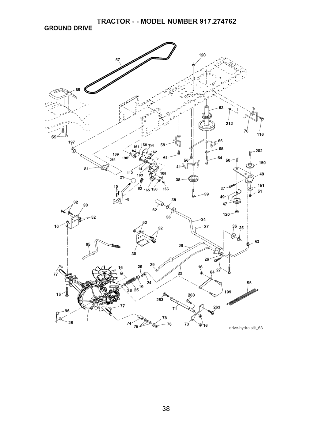 Craftsman 917.274762 owner manual Tractor - Model Number 917,274762 Ground Drive 