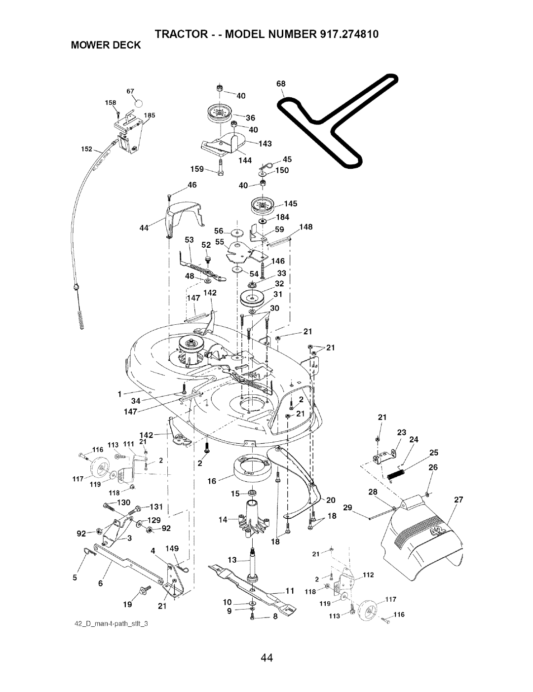 Craftsman 917.27481 owner manual Tractor - Model Number 917,274810 Mower Deck 