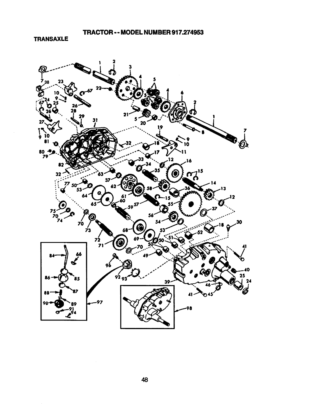 Craftsman 917.274953 manual Tractor -- Model Number Transaxle 