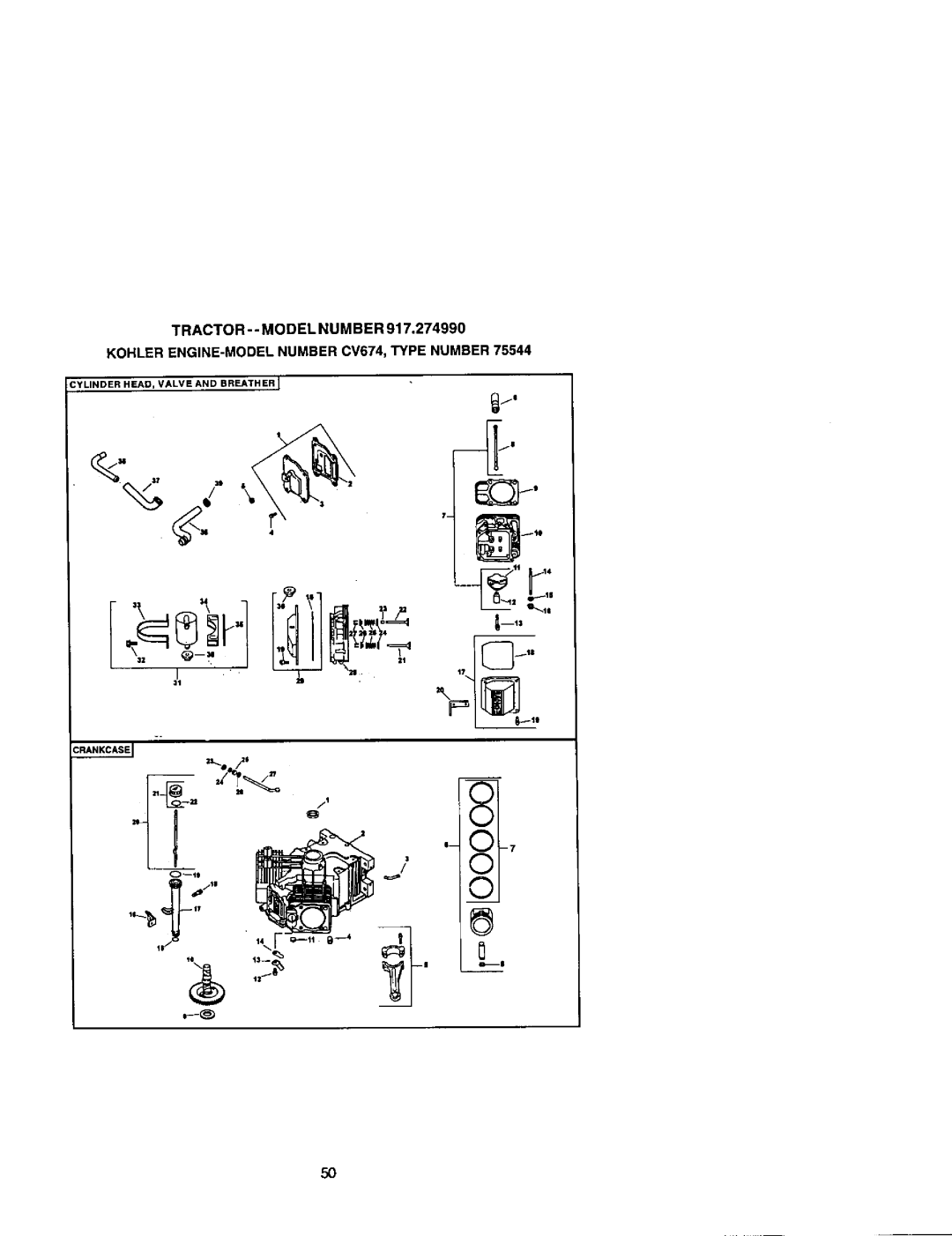 Craftsman 917.27499 manual Cylinder HEAD, Valve and Breather 