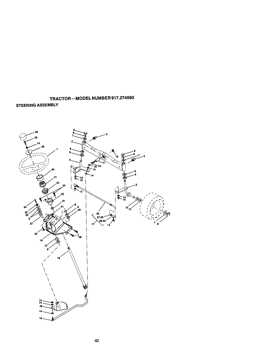 Craftsman 917.27499 manual Tractor- - Model Numb Er Steeringassembly 