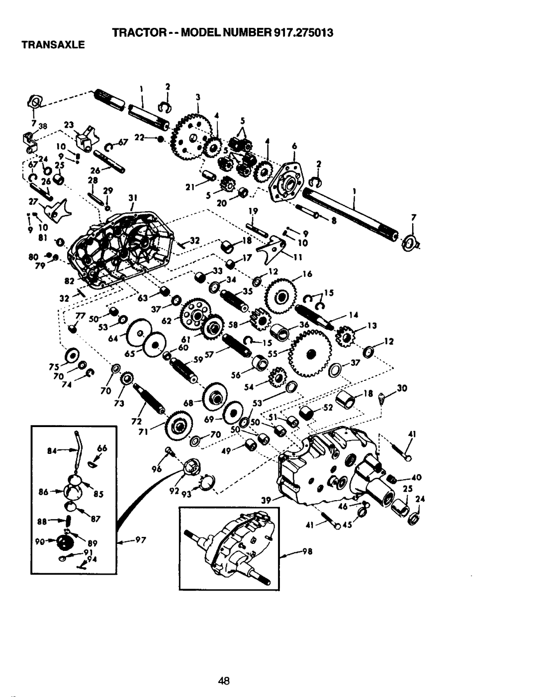 Craftsman 917.275013 owner manual Tractor - Model Number Transaxle 