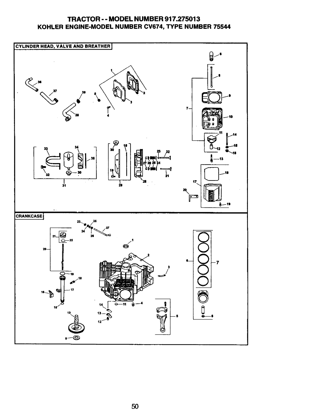 Craftsman 917.275013 owner manual Cylinder HEAD, Valve and Breatherj 