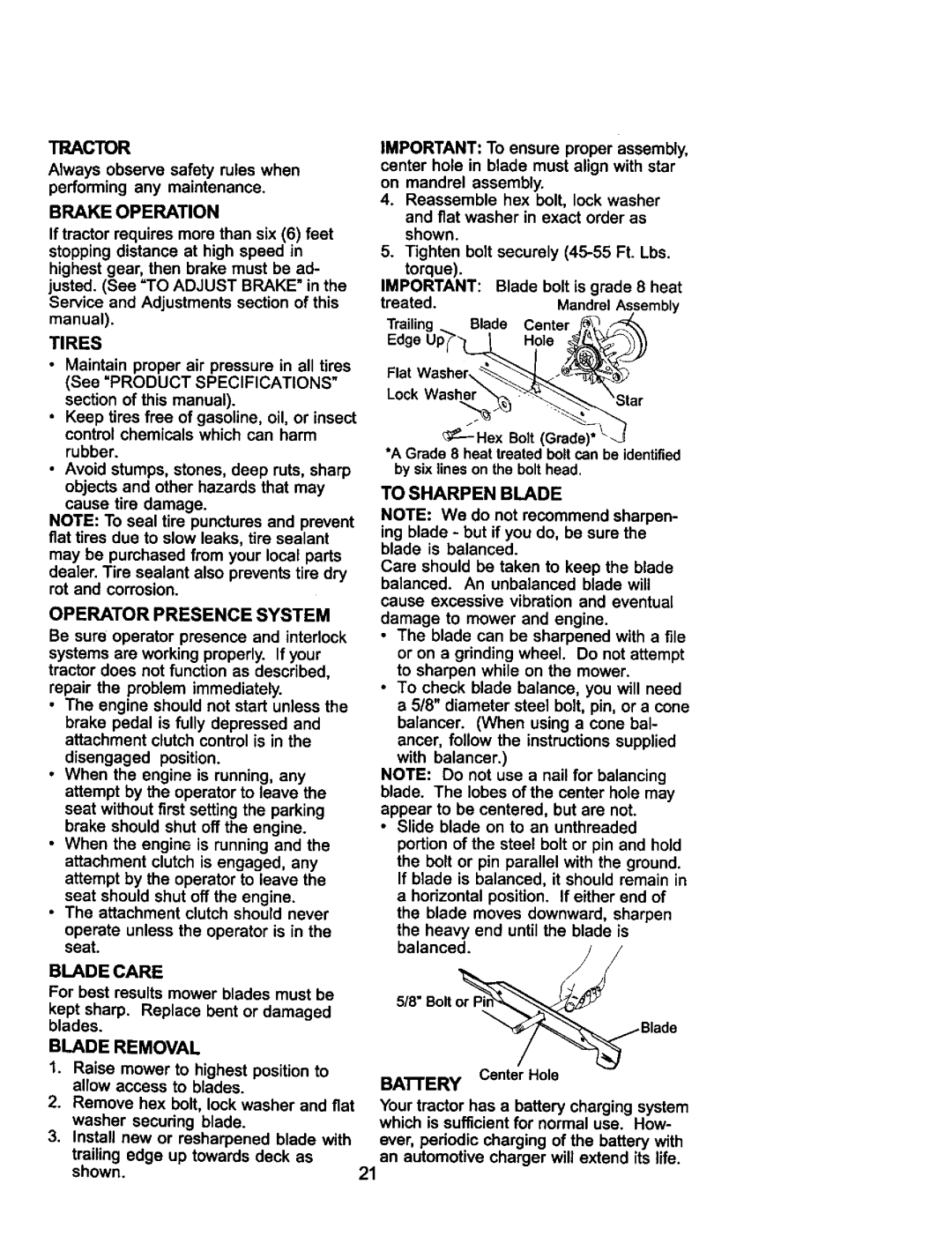 Craftsman 917.275021 manual Teactor 