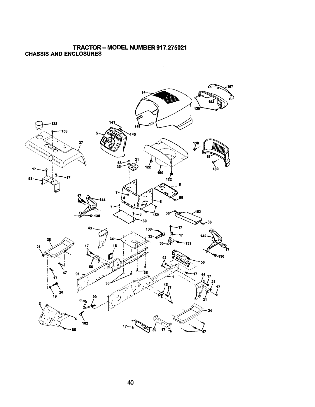 Craftsman manual 22 ,5o, Tractor Model Number 917.275021 Chassis and Enclosures 