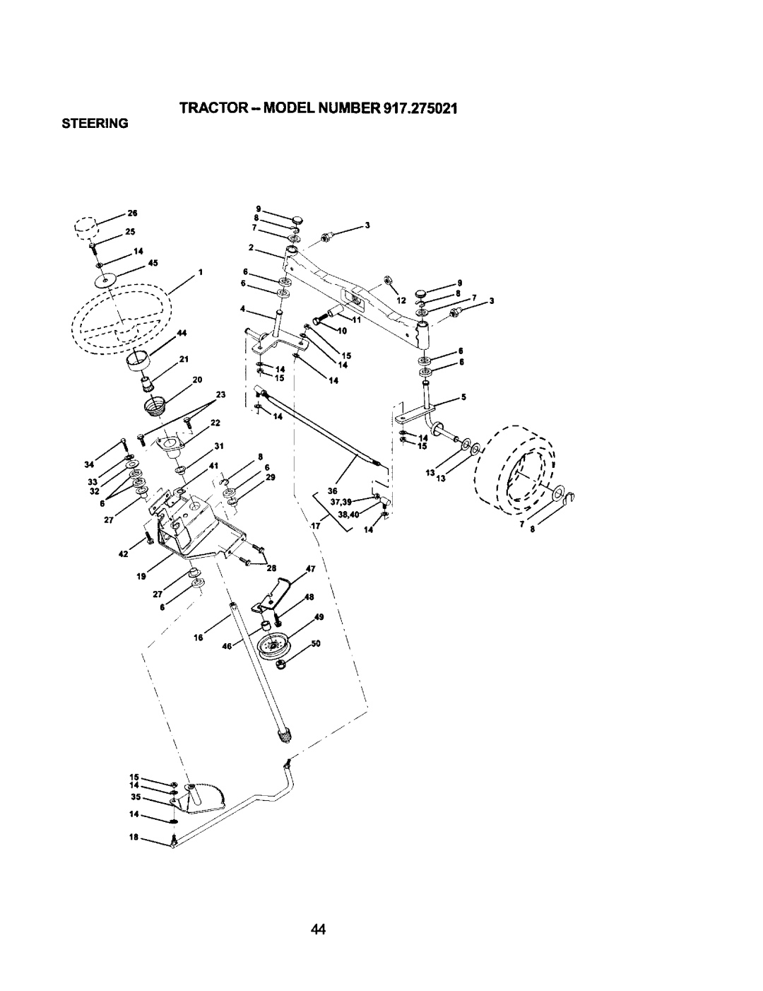 Craftsman 917.275021 manual Steering 