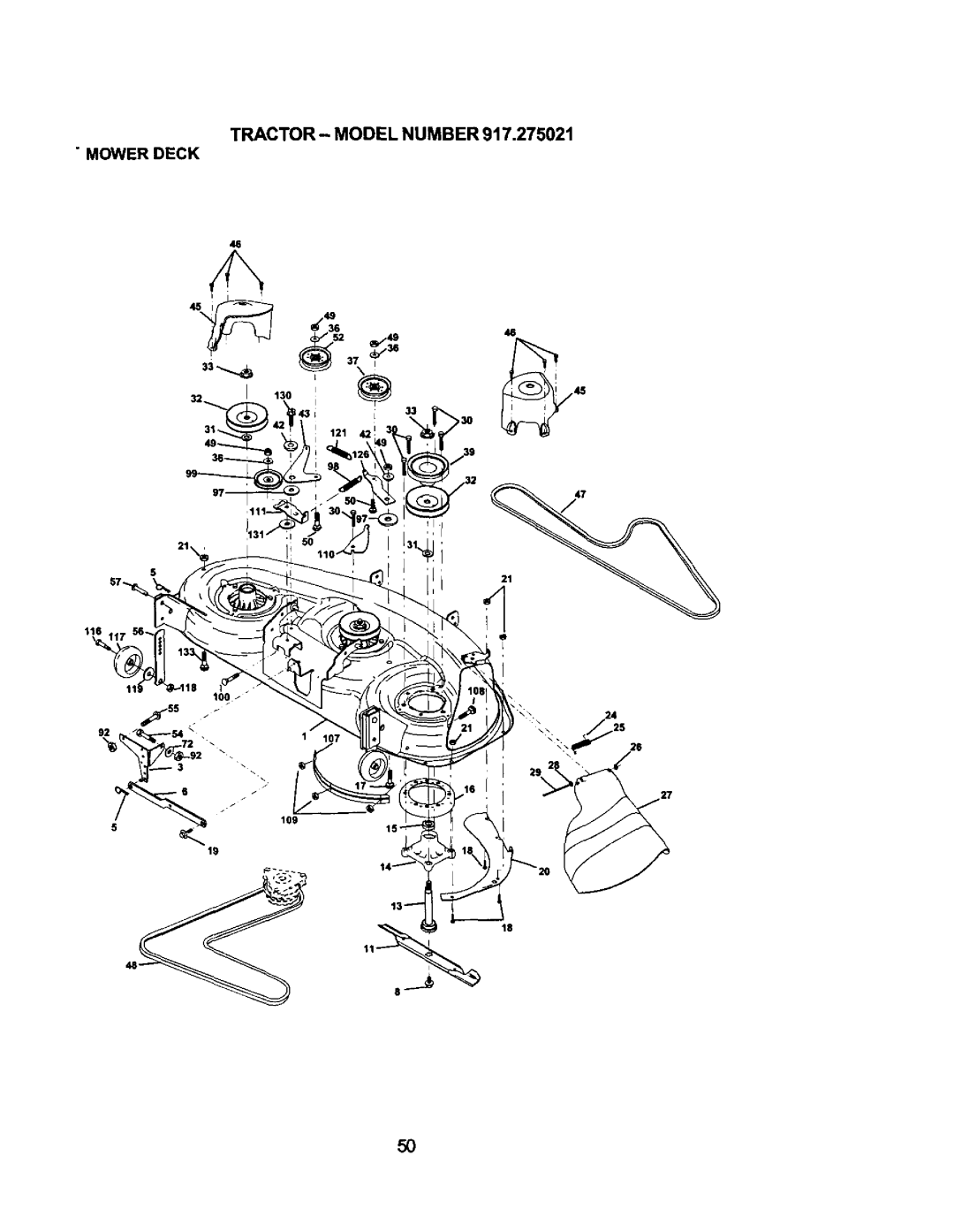 Craftsman 917.275021 manual TRACTOR- Model Number, Mower Deck 