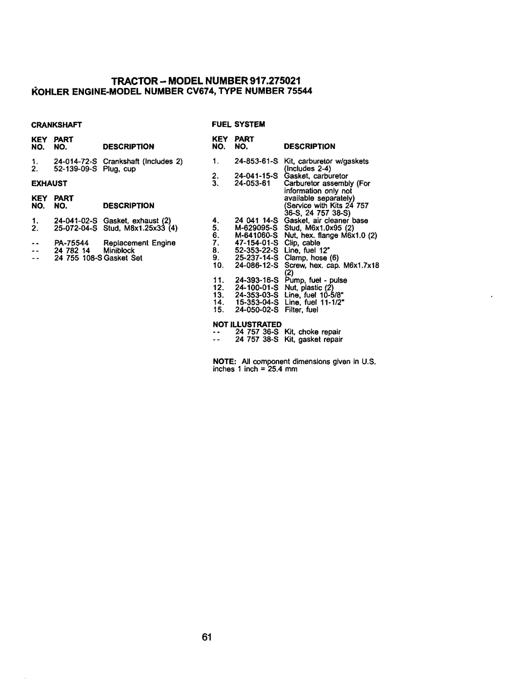 Craftsman 917.275021 manual Exhaust 