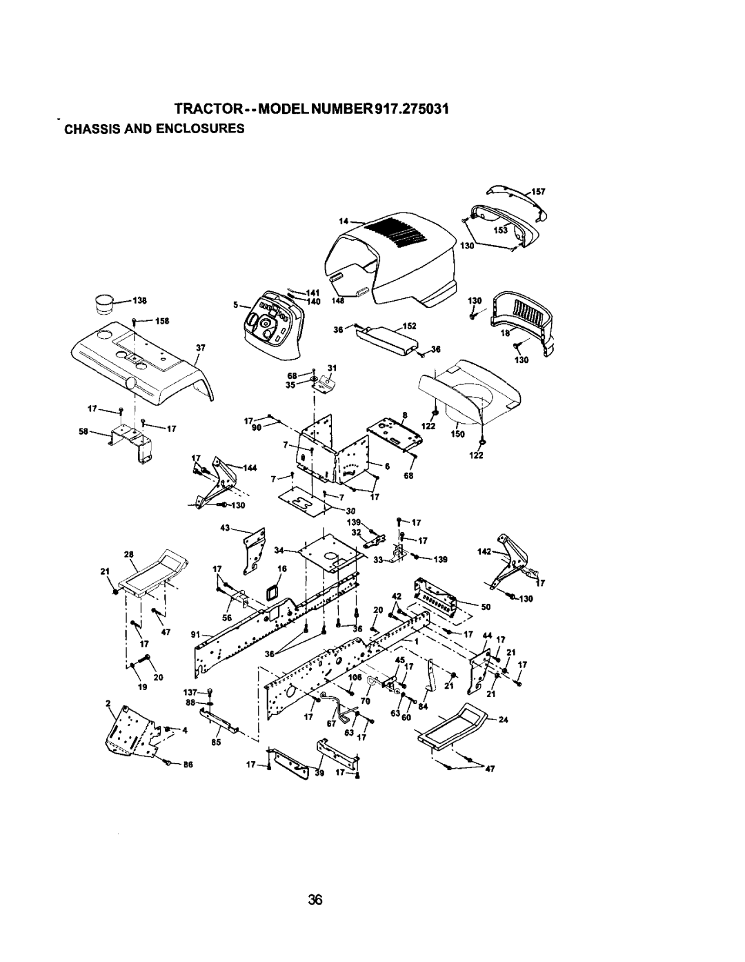 Craftsman owner manual TRACTOR-- Model NUMBER917.275031, Chassis and Enclosures 