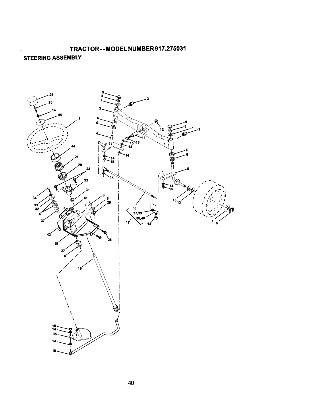 Craftsman 917.275031 owner manual TRACTOR-- Model Number Steering Assembly 