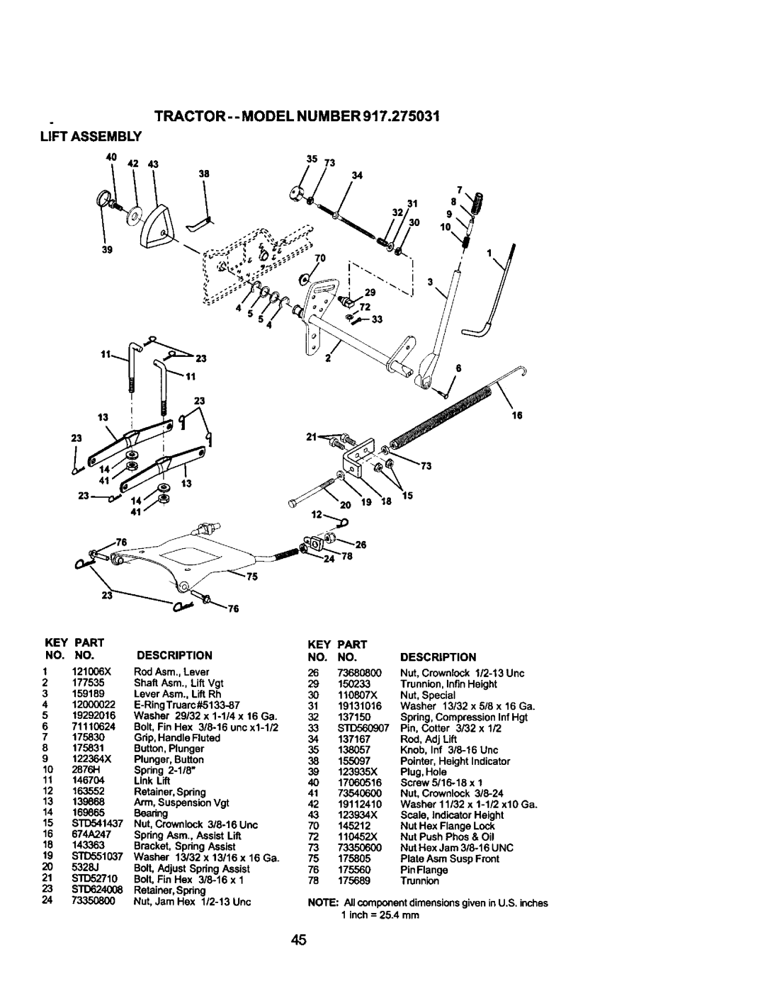 Craftsman 917.275031 owner manual LiFT Assembly 