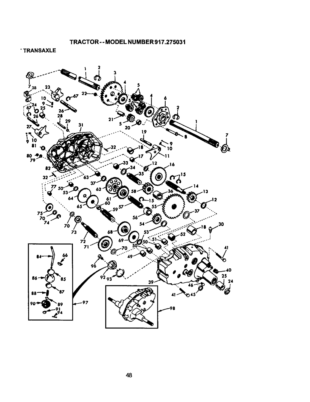 Craftsman 917.275031 owner manual TRACTOR- Model Number, Transaxle 