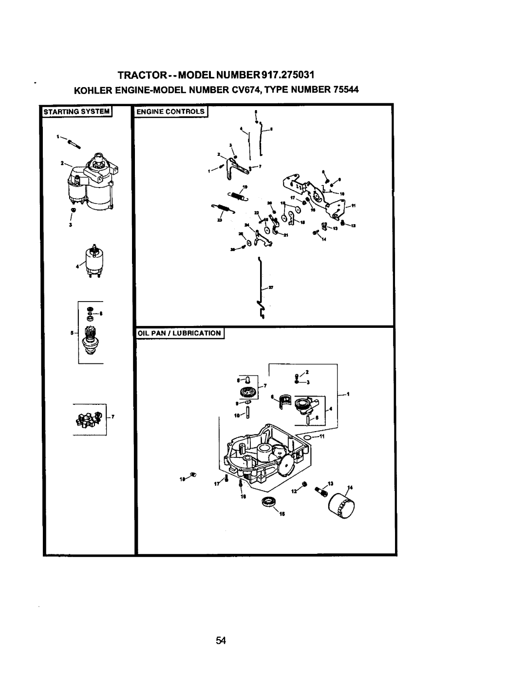 Craftsman 917.275031 owner manual =-aiI, Kohler ENGINE-MODEL Number CV674, Type Number 