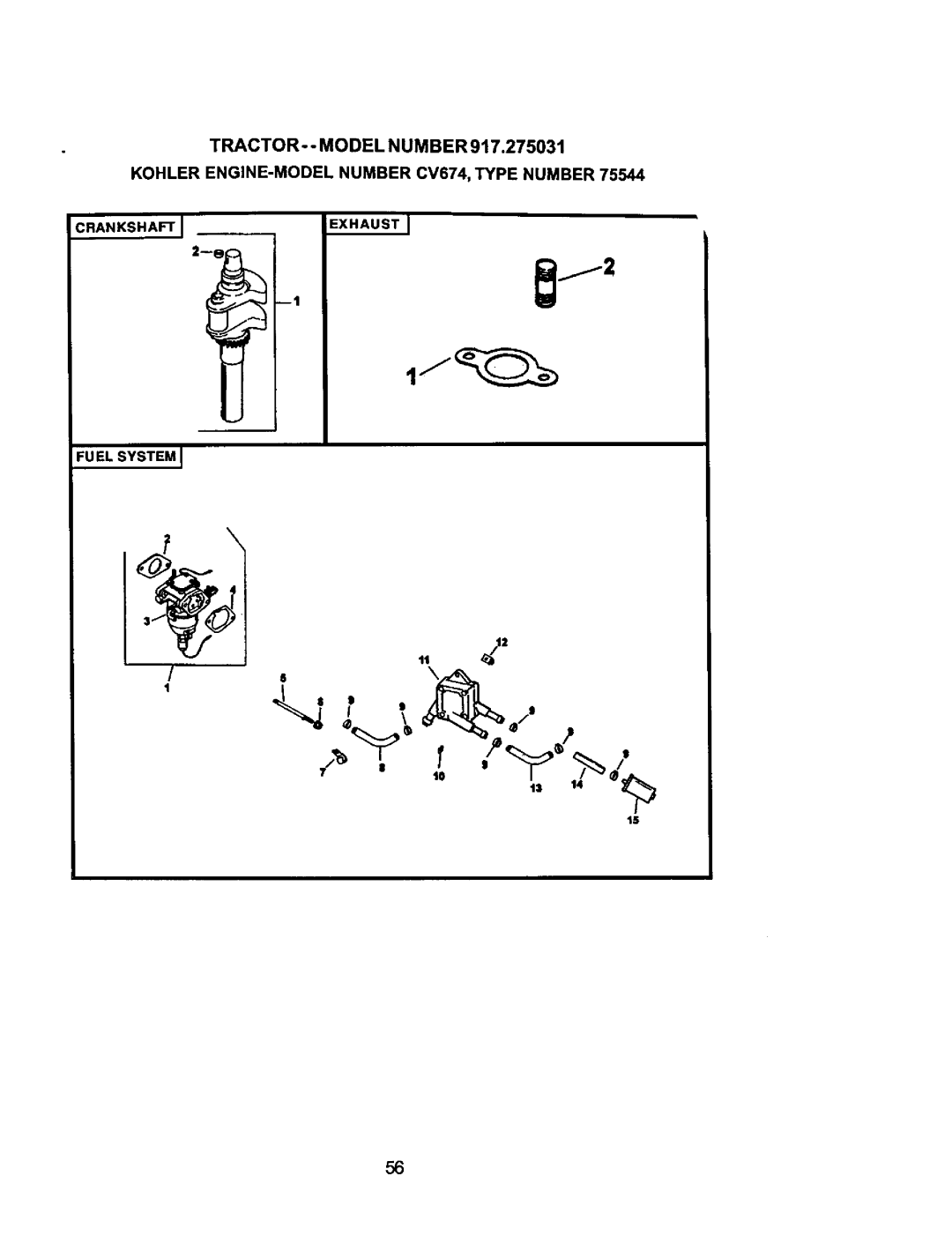 Craftsman 917.275031 owner manual Crankshaft J Exhaust Fuel System J 