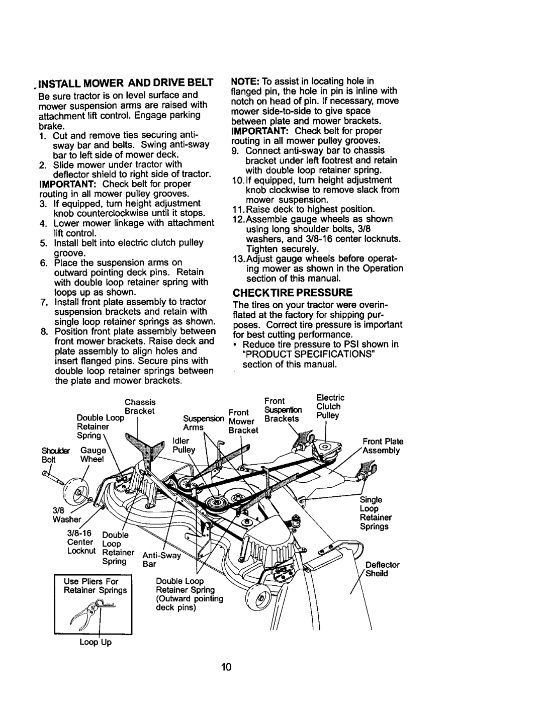 Craftsman 917.275031 owner manual Install Mower And Drive Belt, Sheild 