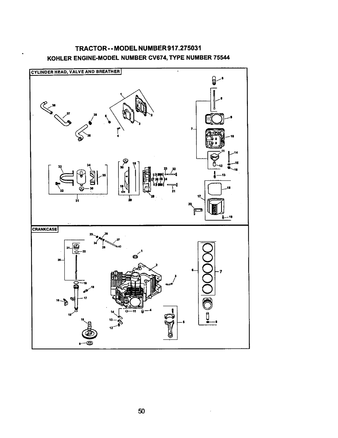 Craftsman 917.275031 owner manual XI-7, Tractor- - Model Nu Mber, KOHLER ENGINE-MODELNUMBER CV674, TYPE NUMBER, o-..16 