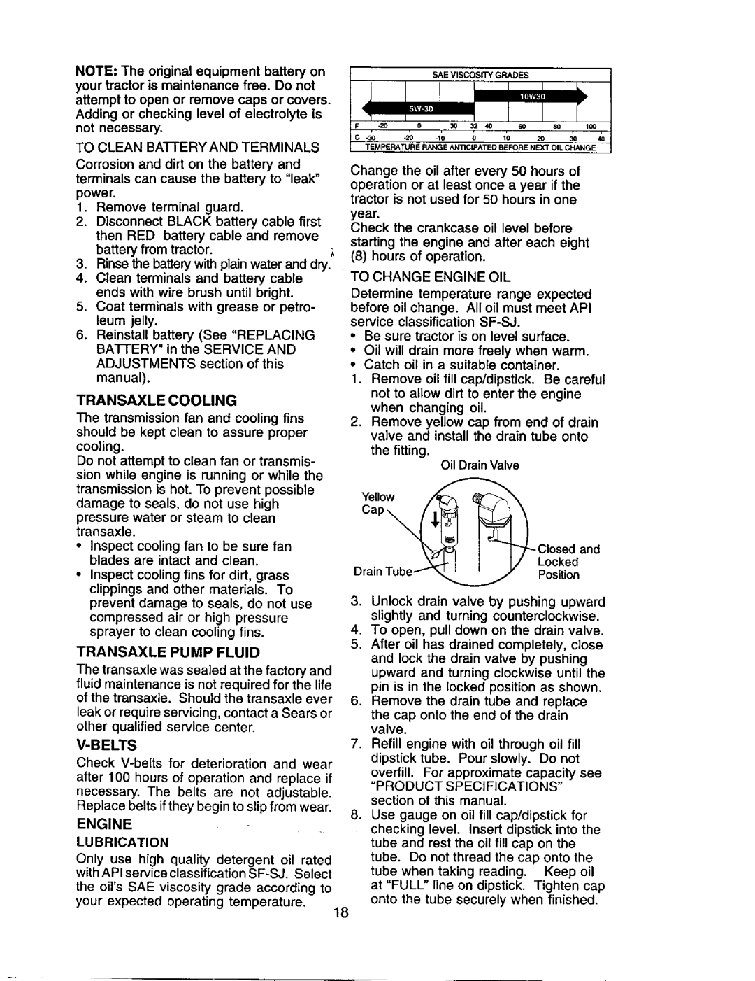 Craftsman 917.27528 owner manual Transaxle Cooling, Transaxle Pump Fluid, Belts, Engine Lubrication, 3o 4o 