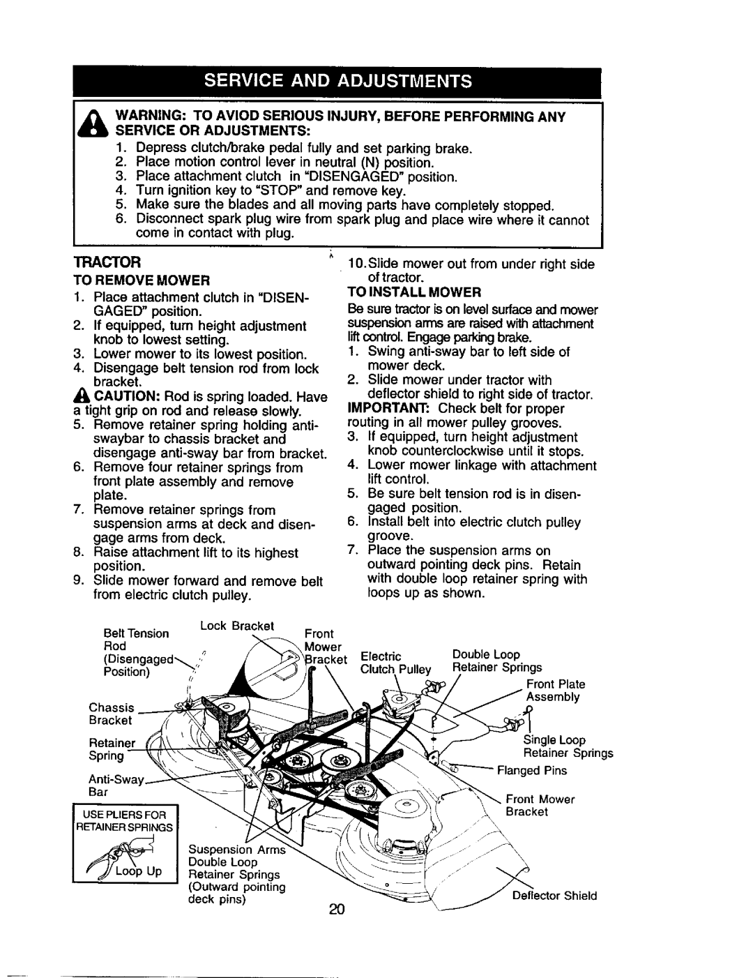 Craftsman 917.27528 owner manual To Remove Mower 